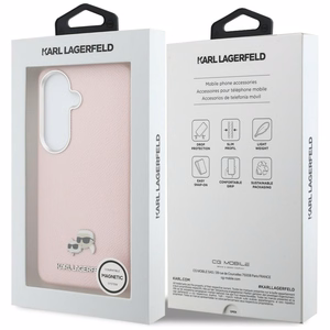 Karl Lagerfeld Suojakuori Saffiano KC Metal Logo MagSafe Samsung Galaxy S26:lle vaaleanpunainen