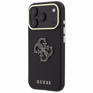 Guess Grained & Big Resin Logo -suojakuori iPhone 18 Pro Max / 17 Pro Max – musta