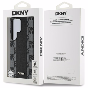 DKNY Nahkainen Checkered Pattern MagSafe Suojakuori Samsung Galaxy S25 Ultra:lle - musta