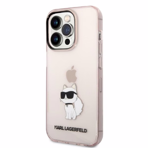 Karl Lagerfeld Ikonik Choupette suojakuori iPhone 14 Pro Max:lle - vaaleanpunainen