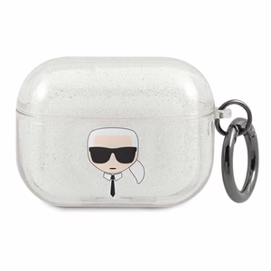 Karl Lagerfeld KLAPUKHGS AirPods Pro -suojakuori hopea Glitter Karl's Head