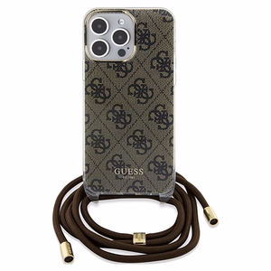 Guess Crossbody Cord 4G Print -suojakuori iPhone 15 Pro Maxille - ruskea