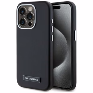 Karl Lagerfeld FW Metal Plate MagSafe Suojakuori iPhone 15 Pro:lle - musta