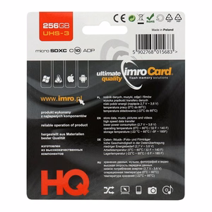 Imro muistikortti 256 GB microSDXC luokka 10 UHS-3 + sovitin