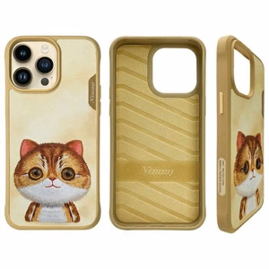 NIMMY Suojakuori BIG EYED PET 2.0 Kissa iPhone 15 Pro:lle khaki