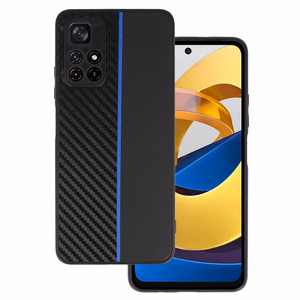 Tel Protect CARBON Case for Xiaomi Redmi Note 11 5G/Note 11S 5G/Poco M4 Pro 5G Black with blue stripe