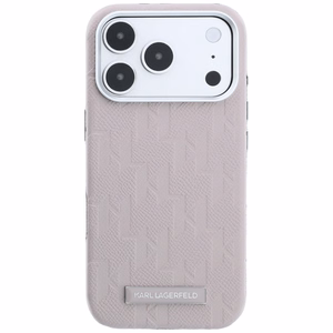 Karl Lagerfeld Grained Mono Resin Logo MagSafe suojakuori mallille iPhone 17 Pro / 18 Pro – väri: vaaleanpunainen