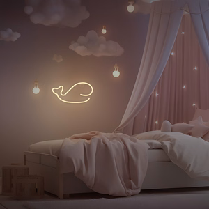 Neon LED-valo WHALE lämmin valkoinen Bat + USB FLNE09 Forever Light