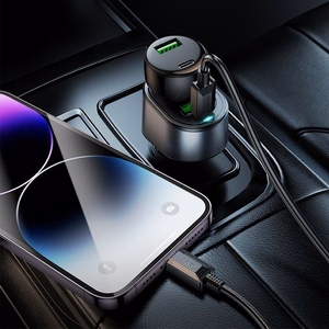 Autolaturi Hoco USB A + USB C + tupakansytytintulppa PD QC3.0 3A 35W Z56 musta