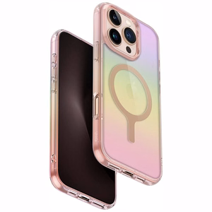 Uniq Iridescia Magclick Lataus Suojakuori iPhone 16 Pro:lle - Vaaleanpunainen