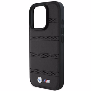 BMW M Perforated And Stitched Line MagSafe Suojakuori iPhone 16 Pro:lle - musta