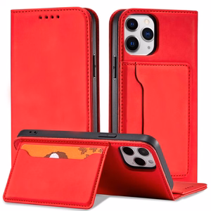 Magneettikorttikotelo iPhone 12 Pro Max Kotelo kortti lompakko kortinhaltija Punainen