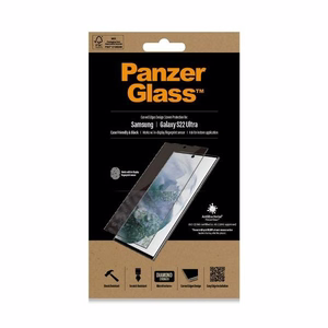 PanzerGlass E2E Microfracture antibakteerinen suojalasi Samsung Galaxy S22 Ultra - mustalla kehyksellä