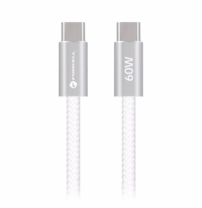 Kaapeli USB-C - USB-C Forcell F-Energy QC4.0 PD 3A 60 W Cafule Flat 1,2 m CCFN23 valkoinen