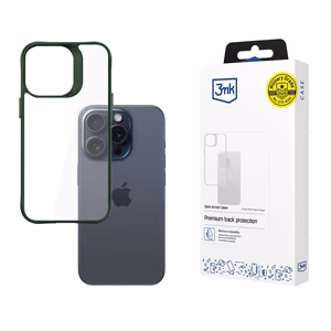 3mk Satin Armor Case+ Green Suojakuori Apple iPhone 15 Pro:lle - läpinäkyvä