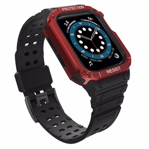 Protect Strap Band for Apple Watch 38/40/41mm Armored Case Strap - musta, punainen