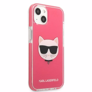 Karl Lagerfeld Choupette Head suojakuori iPhone 13:lle - fuksia