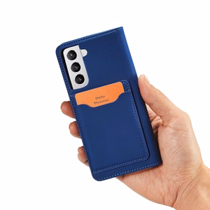 Magneettikorttikotelo Kotelo Samsung Galaxy S22 + (S22 Plus) Kotelo Lompakko Kortinhaltija Sininen