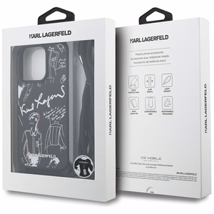 Karl Lagerfeld Crossbody Grained Pattern & Logo suojakuori iPhone 16 Pro Max - musta