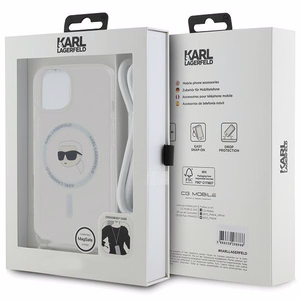 Karl Lagerfeld Crossbody IML Karl Head MagSafe suojakuori iPhone 15 / 14 / 13:lle - läpinäkyvä