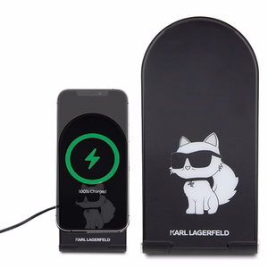 Karl Lagerfeld Choupette MagSafe induktiivinen laturi 15W, taitettava 2in1 - musta