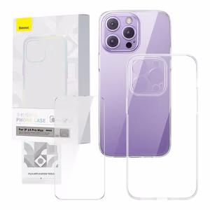 Läpinäkyvä kotelo ja karkaistu lasi setti Baseus Corning iPhone 14 Pro Maxille