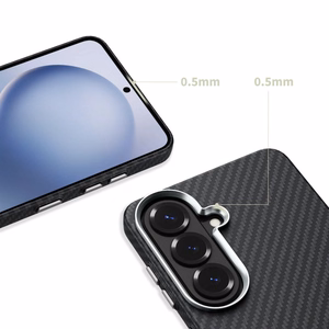 Tech-Protect Ion Carbon MagSafe Suojakuori Samsung Galaxy S26:lle musta ja hopeinen