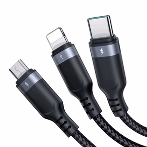 Joyroom S-A18 3in1 3.5A USB-A - Lightning+USB-C+MicroUSB Kaapeli 1.2m - Musta