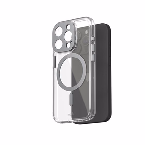 Moshi iGlaze MagSafe suojakuori iPhone 15 Pro -laitteelle, läpinäkyvä Meteorite Gray -yksityiskohdilla