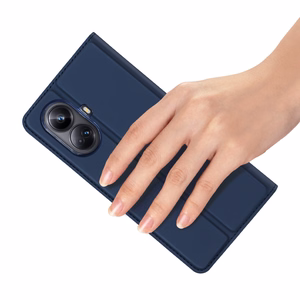Dux Ducis Skin Pro suojakuori Realme 10 Pro+:lle läppäsuojus korttilokerolla lompakko jalusta sininen