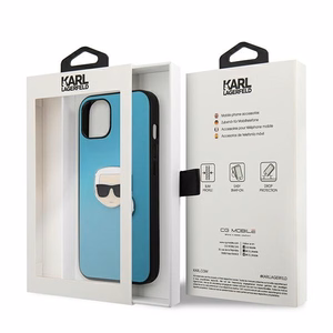 Karl Lagerfeld Nahka Ikonik Karl's Head Metal Case iPhone 13 mini - sininen