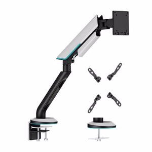 Heavy-Duty Single Monitor 24"-57" Gas Spring Arm Mount, Gray