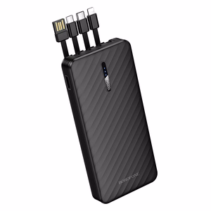 Borofone BJ84 Smooth varavirtalähde 10000mAh USB sis. USB-, Type-C-, Lightning- ja Micro USB -kaapelit musta