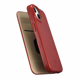 iCarer CE Oil Wax Premium Leather Folio Case iPhone 14 Plus Magnetic Flip Leather Folio Case MagSafe Red (AKI14220707-RD)