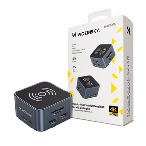 Wozinsky WHBC09Y8S USB-C Keskitin 12-in-1 Monikäyttöinen Langaton Lataus Alumiini 15cm Kaapeli - harmaa