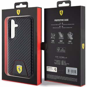 Ferrari Carbon Stitched Bottom suojakuori Samsung Galaxy S24:lle - musta