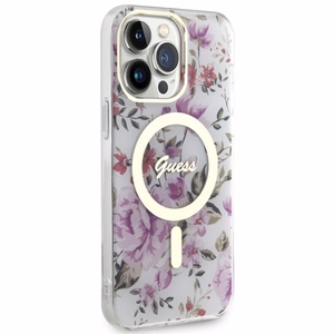 Guess GUHMP14XHCFWST iPhone 14 Pro Max 6.7 läpinäkyvä suojakuori Flower MagSafe