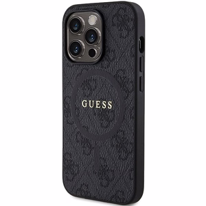 Guess-suojakuori iPhone 15 Pro Max 6,7' GUHMP15XG4GFRK musta HC MAGSAFE PU 4G RING CLASSIC LOGO