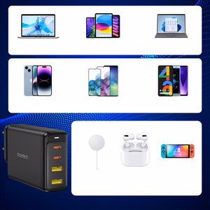 Charger CHOETECH GaN 2x USB Type-C, 2x USB Type-A: 140W, PD3.1, QC3.0