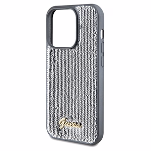 Guess Sequin Script Metal -suojakuori iPhone 14 Pro Maxille - hopeinen