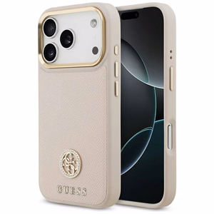 GUESS Suojakuori IPHONE 17 Pro MagSafe GUHMP17LPGCRMDEP (PU W/ Grained Strass Logo) vaaleanpunainen