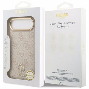 GUESS Suojakuori IPHONE 17 Air MagSafe GUHMP17MP4GRMDEP (PU W/ 4G Strass Logo) vaaleanpunainen
