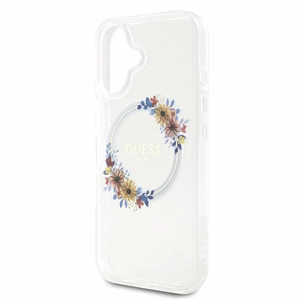 Guess IML Flowers Wreath MagSafe Suojakuori iPhone 16 Plus:lle - läpinäkyvä