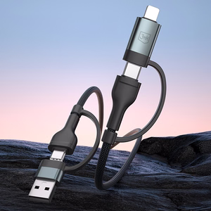 3mk Hyper Cable N-SERIES 2 in 2 USB-A / USB-C ja USB-C / Lightning 1.2m QC 3.0 9V/2A 60W - musta