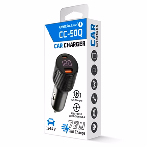 Autolaturi everActive CC-50Q USB QC3.0 + USB-C PD 75W