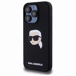 Karl Lagerfeld KLHMP15LSKHPPLK iPhone 15 Pro 6.1 musta/musta kovakuori Silikoninen Karl Head Print MagSafe