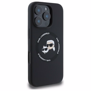 Karl Lagerfeld KLHMP16XSKCHTCK iPhone 16 Pro Max 6.9 musta/musta kovakuori Silikoninen Karl&Choupette Heads MagSafe