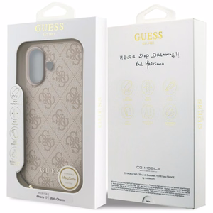 Guess 4G Charms Collection MagSafe Suojakuori iPhone 17:lle - vaaleanpunainen