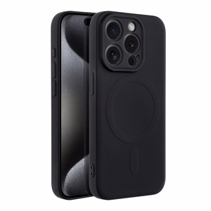 Silikoninen Mag Cover iPhone 15 PRO:lle yhteensopiva MagSafen kanssa musta
