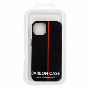 Tel Protect CARBON Suojakuori iPhone 13 Pro Max:lle musta punaisella raidalla